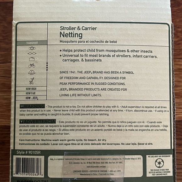NWT Jeep Stroller & Carrier Mosquito Net Netting Cover Weather Protector - Picture 4 of 5